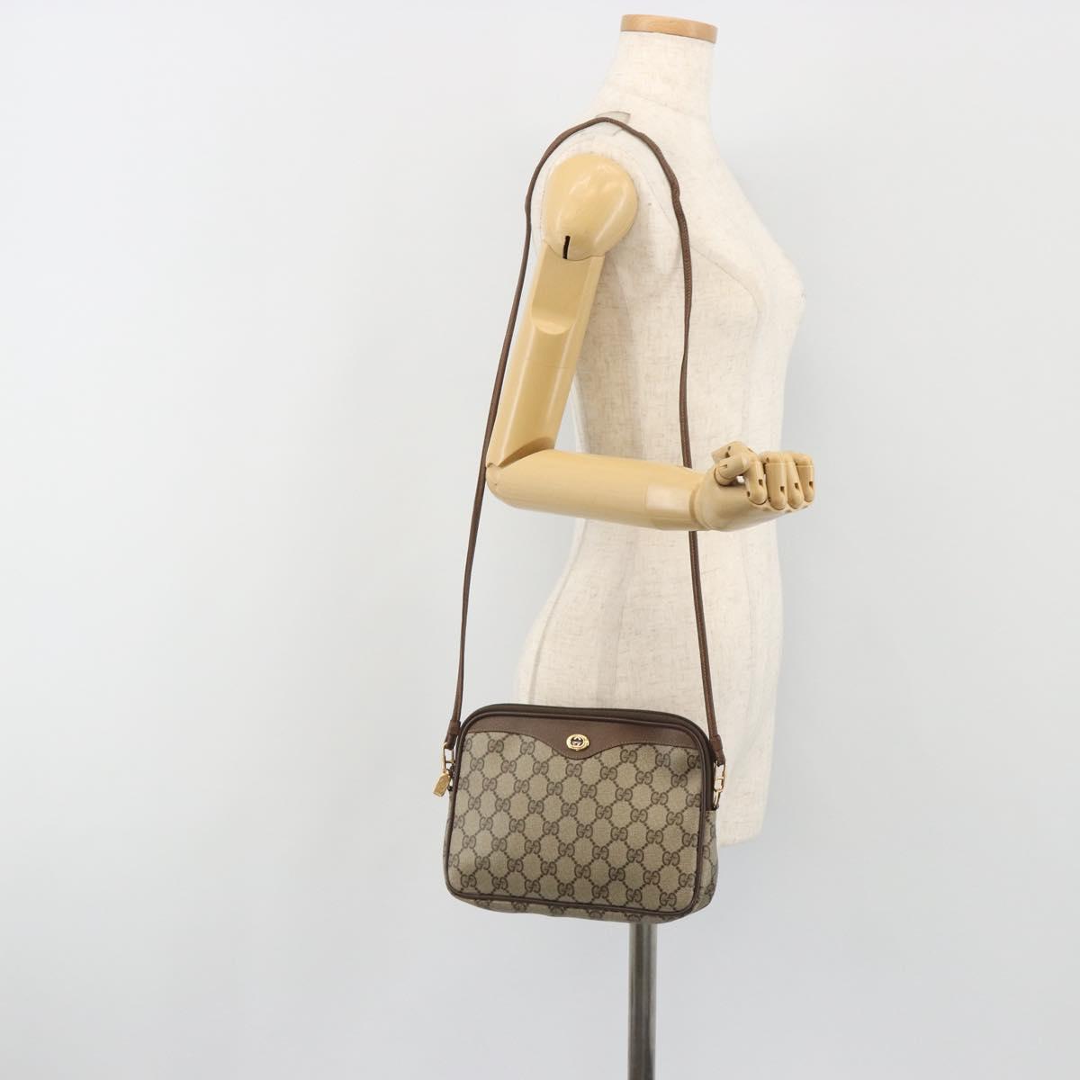 GUCCI GG Supreme Shoulder Bag PVC Beige Gold 97 02 068 Auth kk692