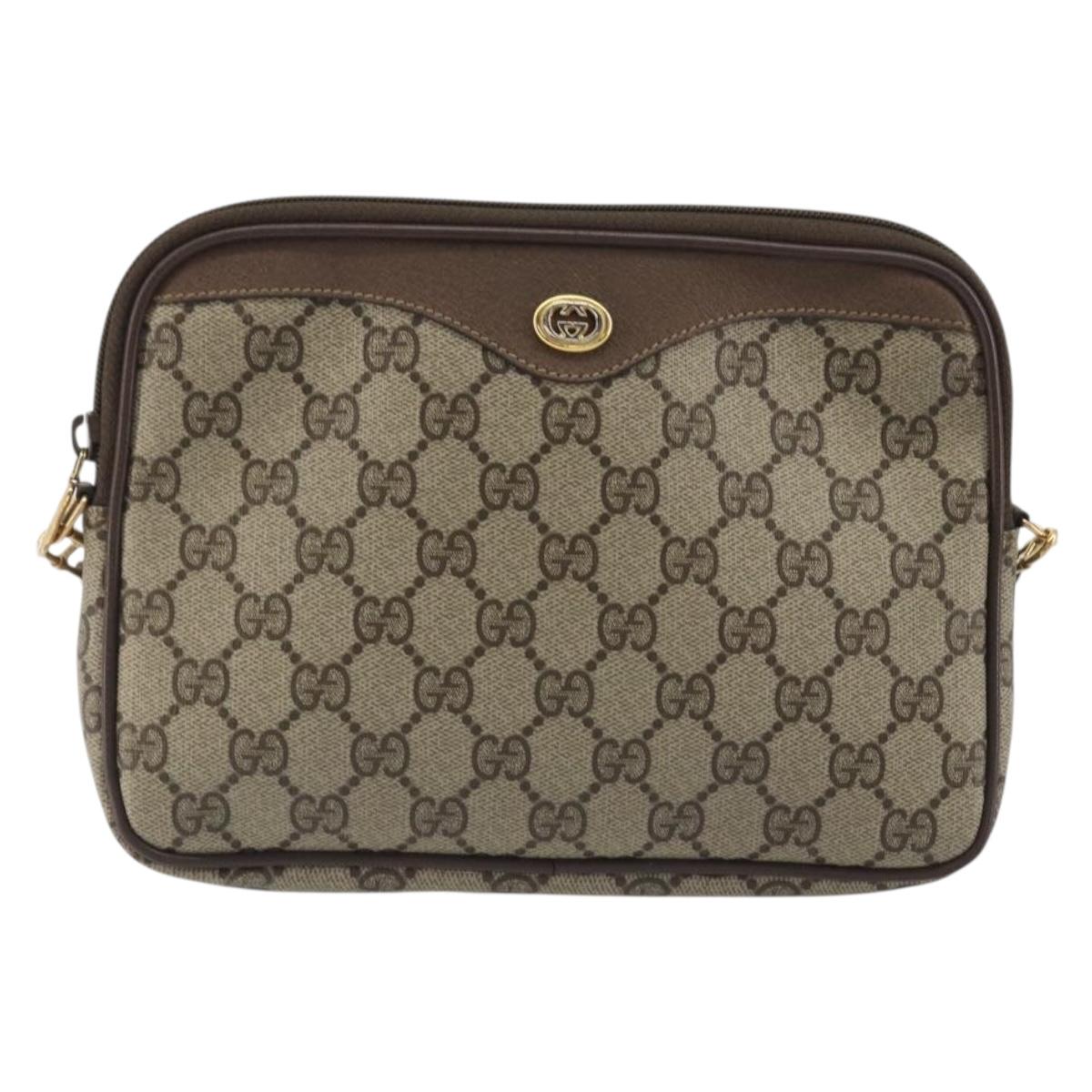 GUCCI GG Supreme Shoulder Bag PVC Beige Gold 97 02 068 Auth kk692