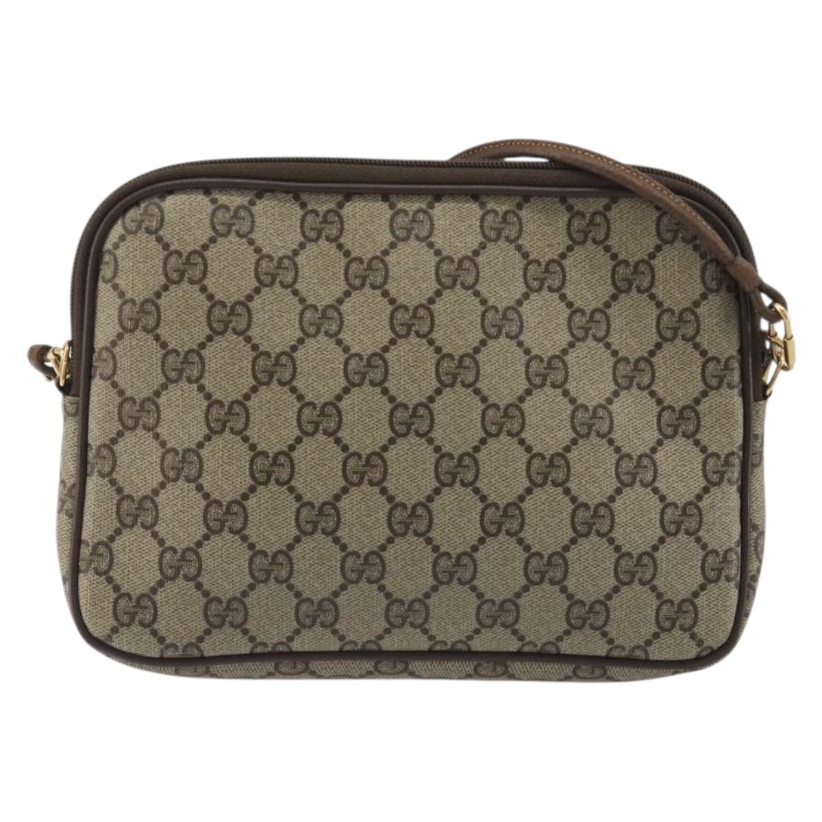 GUCCI GG Supreme Shoulder Bag PVC Beige Gold 97 02 068 Auth kk692