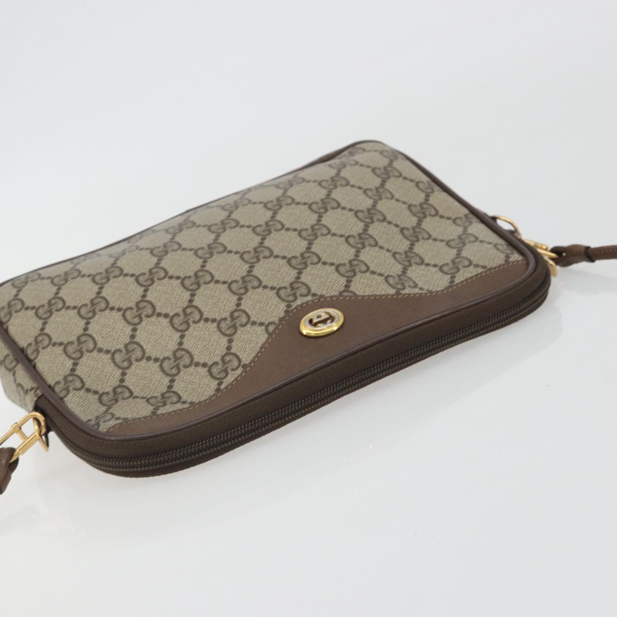 GUCCI GG Supreme Shoulder Bag PVC Beige Gold 97 02 068 Auth kk692