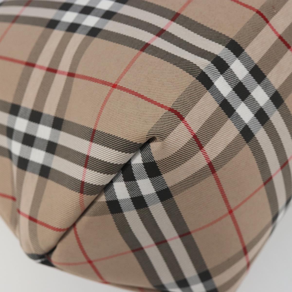 BURBERRY Nova Check Tote Bag Nylon Beige Silver Auth kk695A