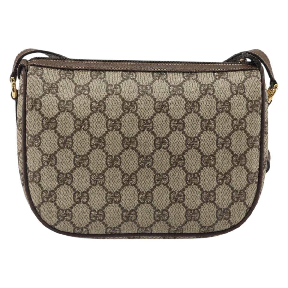 GUCCI GG Supreme Web Sherry Line Bag PVC Beige Gold 89 02 032 Auth kk699