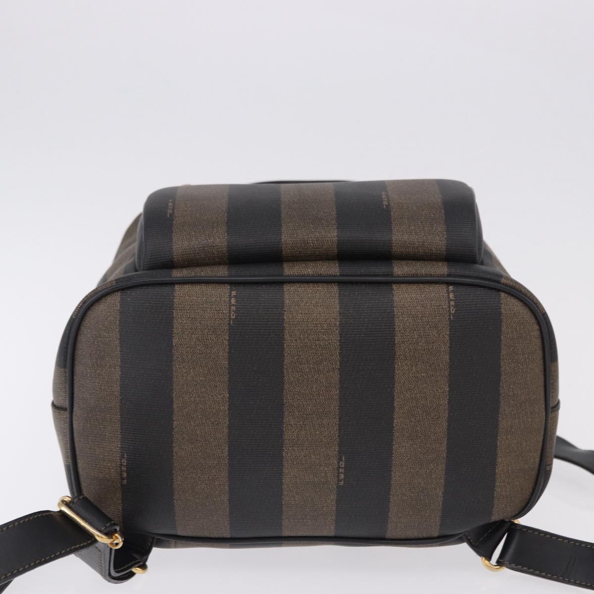 FENDI Pecan Canvas Backpack PVC Black Brown Auth kk700
