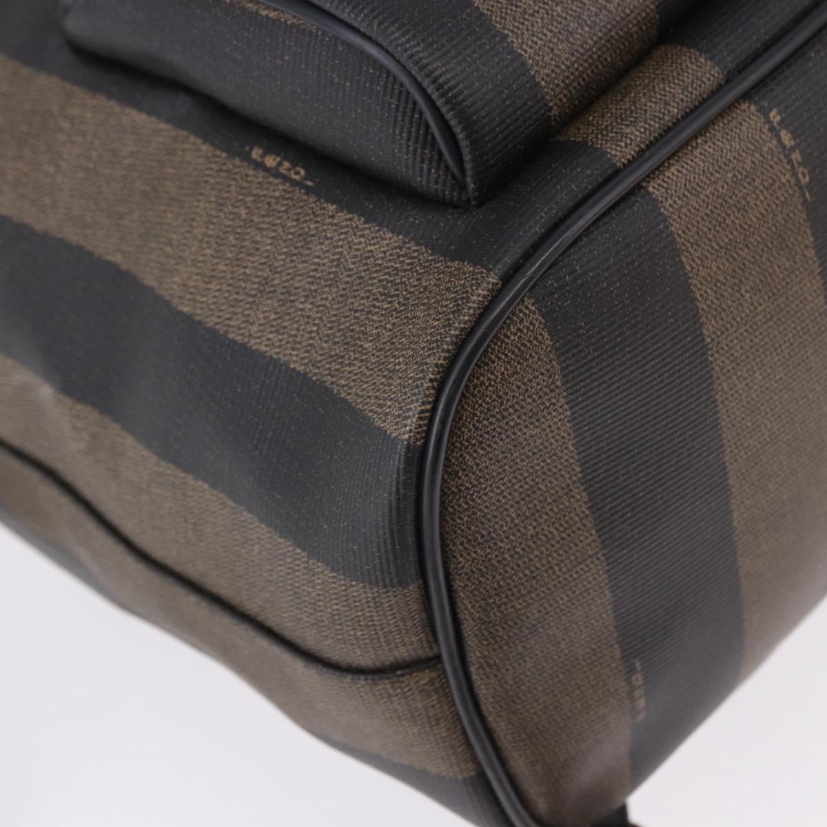 FENDI Pecan Canvas Backpack PVC Black Brown Auth kk700