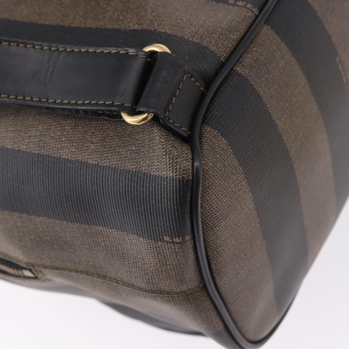 FENDI Pecan Canvas Backpack PVC Black Brown Auth kk700