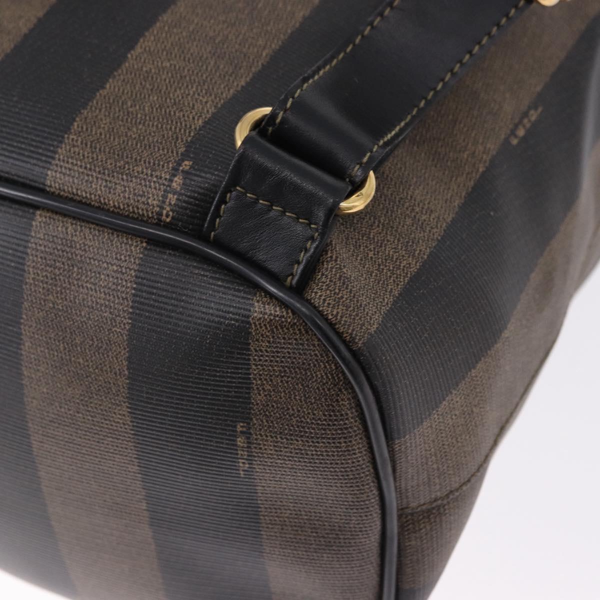FENDI Pecan Canvas Backpack PVC Black Brown Auth kk700