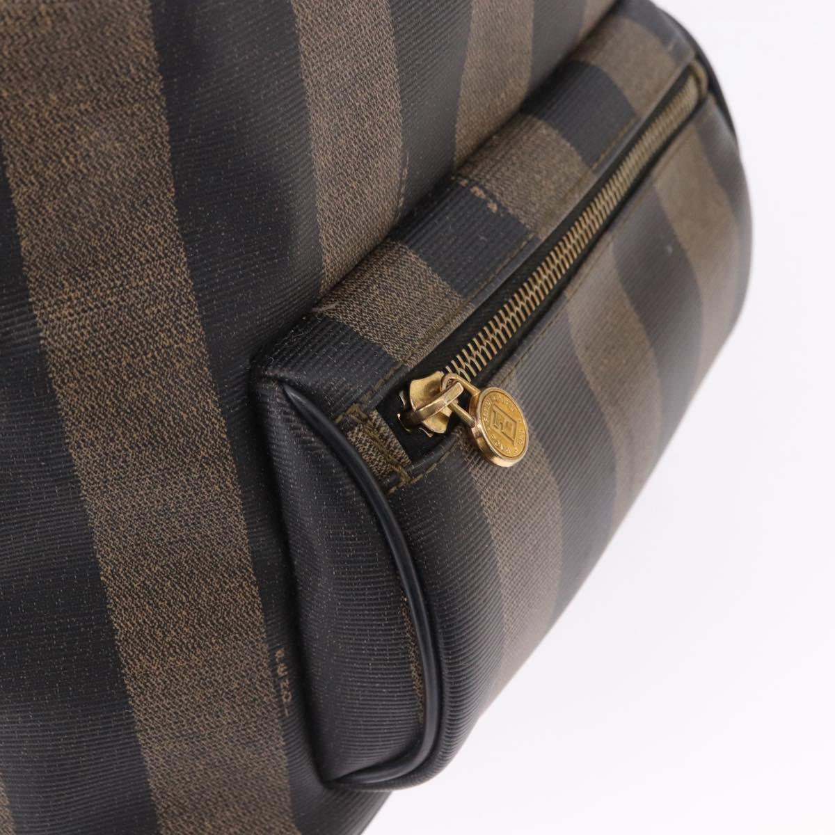 FENDI Pecan Canvas Backpack PVC Black Brown Auth kk700