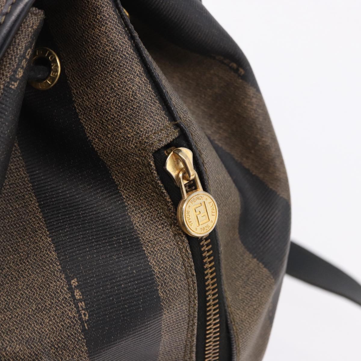 FENDI Pecan Canvas Backpack PVC Black Brown Auth kk700