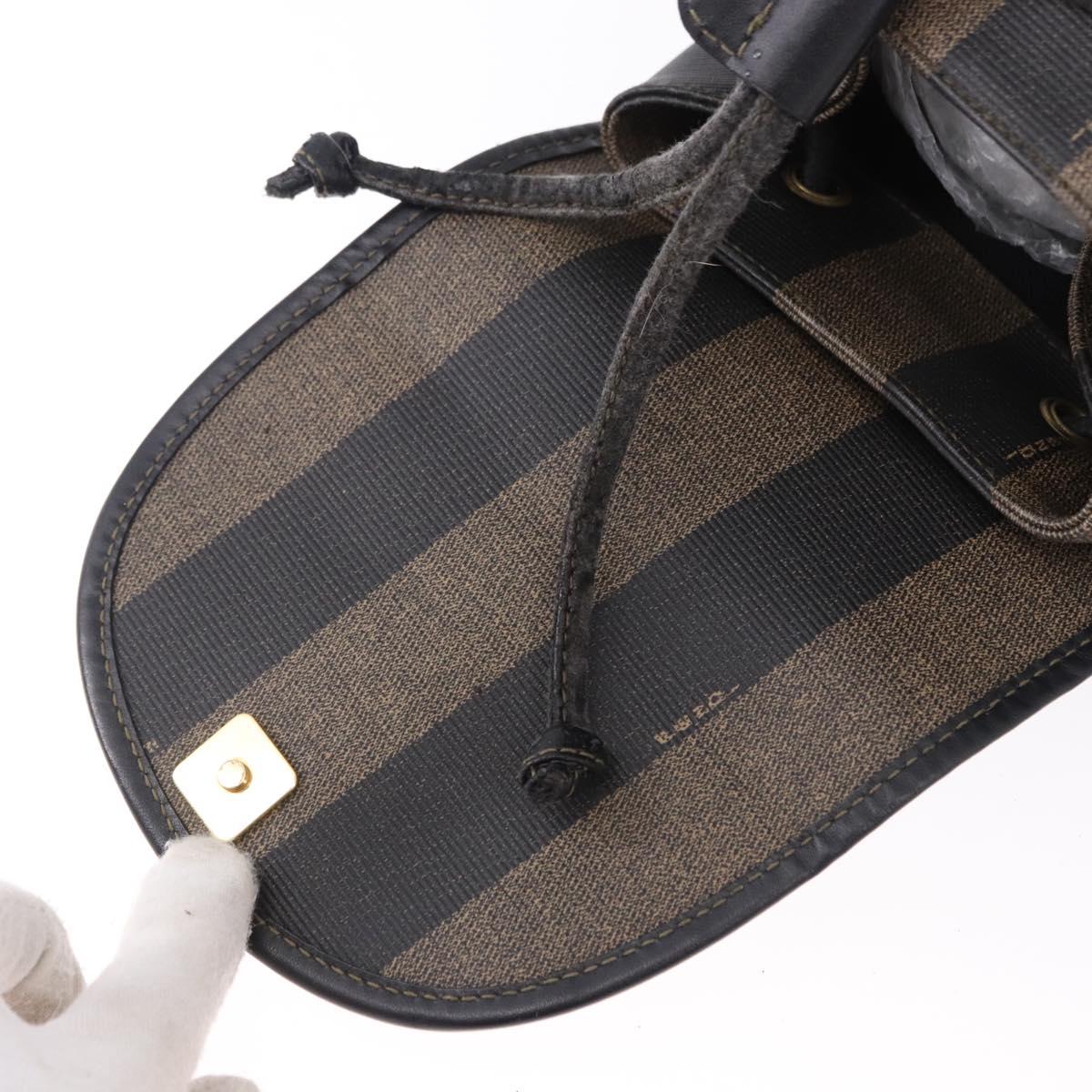 FENDI Pecan Canvas Backpack PVC Black Brown Auth kk700