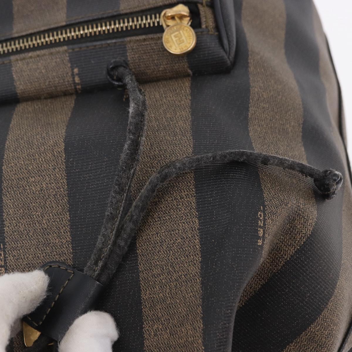 FENDI Pecan Canvas Backpack PVC Black Brown Auth kk700