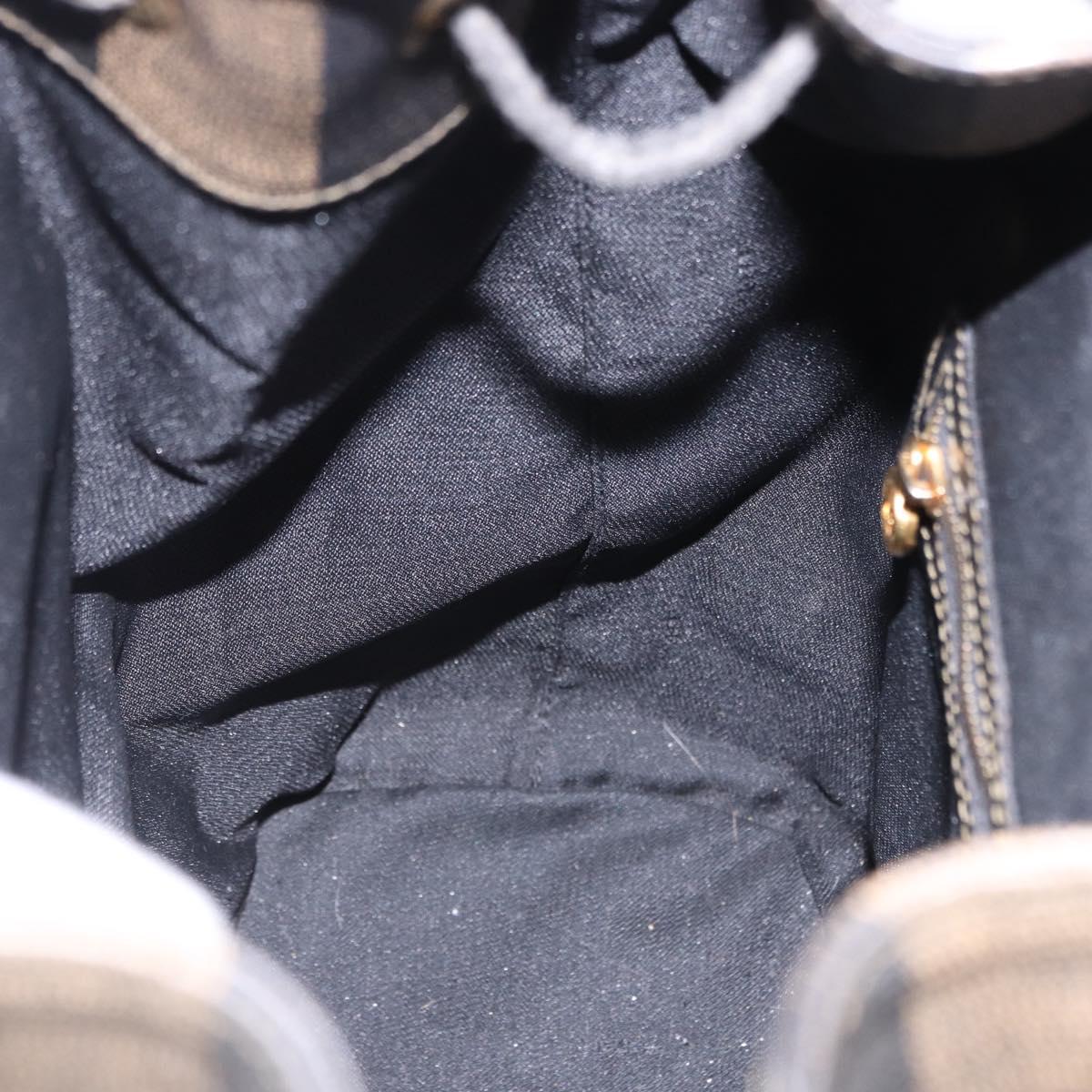 FENDI Pecan Canvas Backpack PVC Black Brown Auth kk700