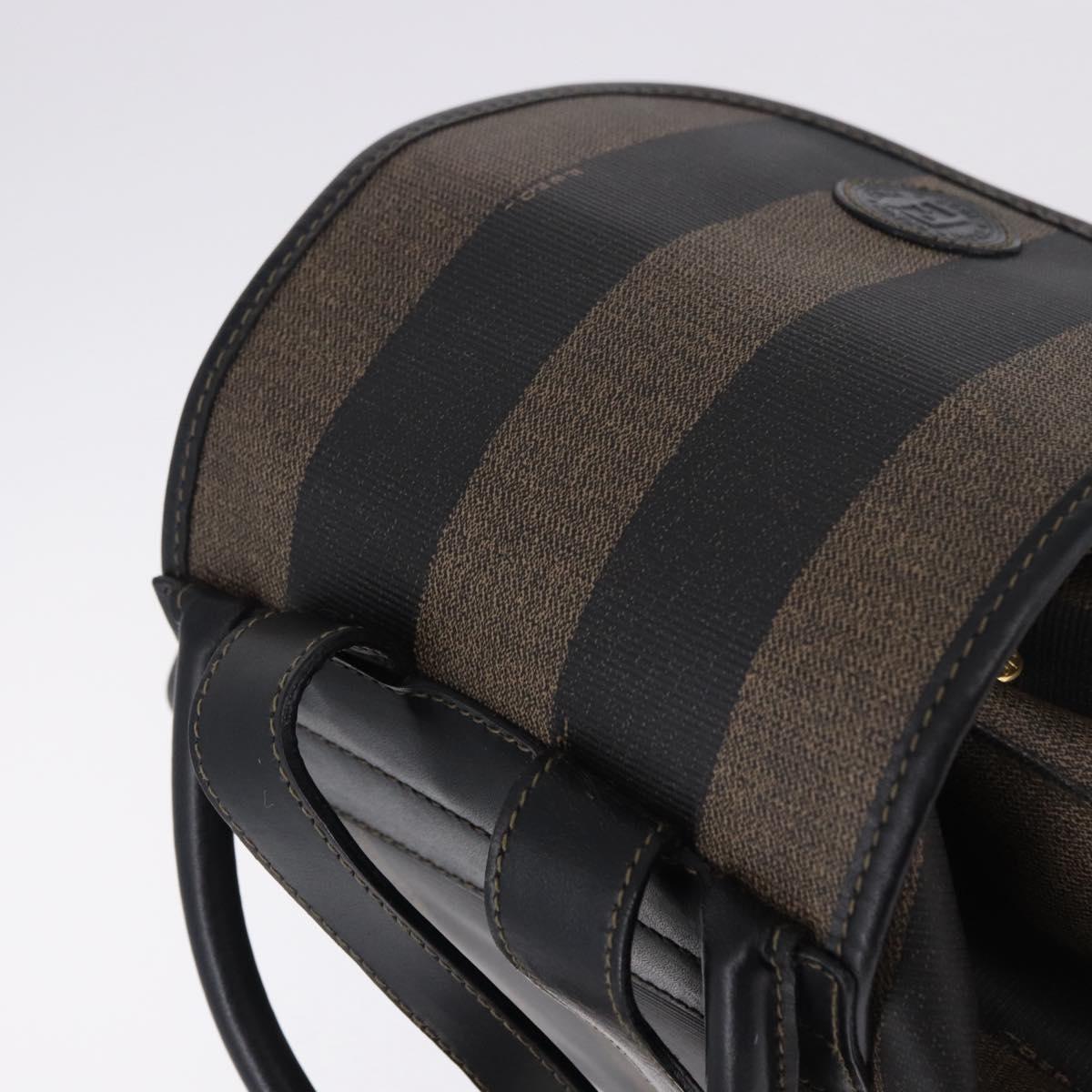 FENDI Pecan Canvas Backpack PVC Black Brown Auth kk700