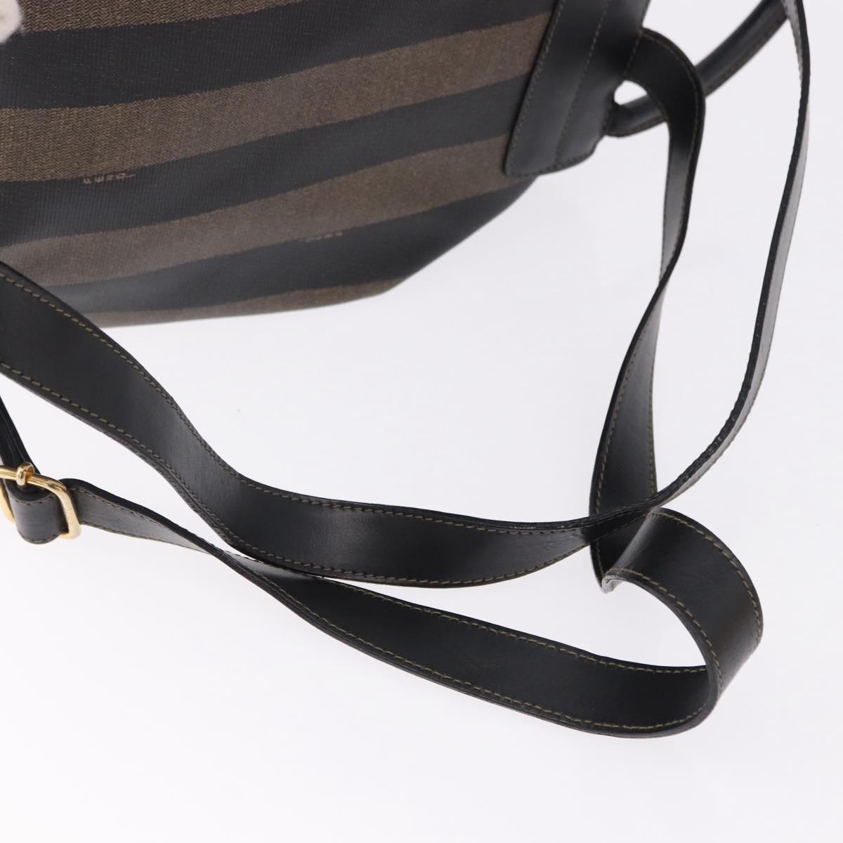FENDI Pecan Canvas Backpack PVC Black Brown Auth kk700