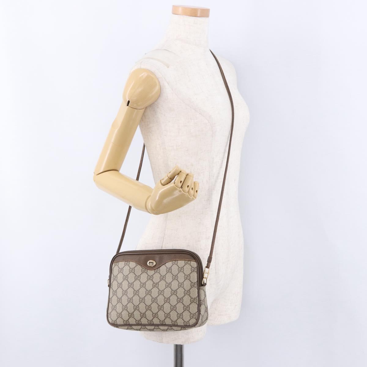 GUCCI GG Supreme Shoulder Bag PVC Beige Gold 56 02 068 Auth kk705