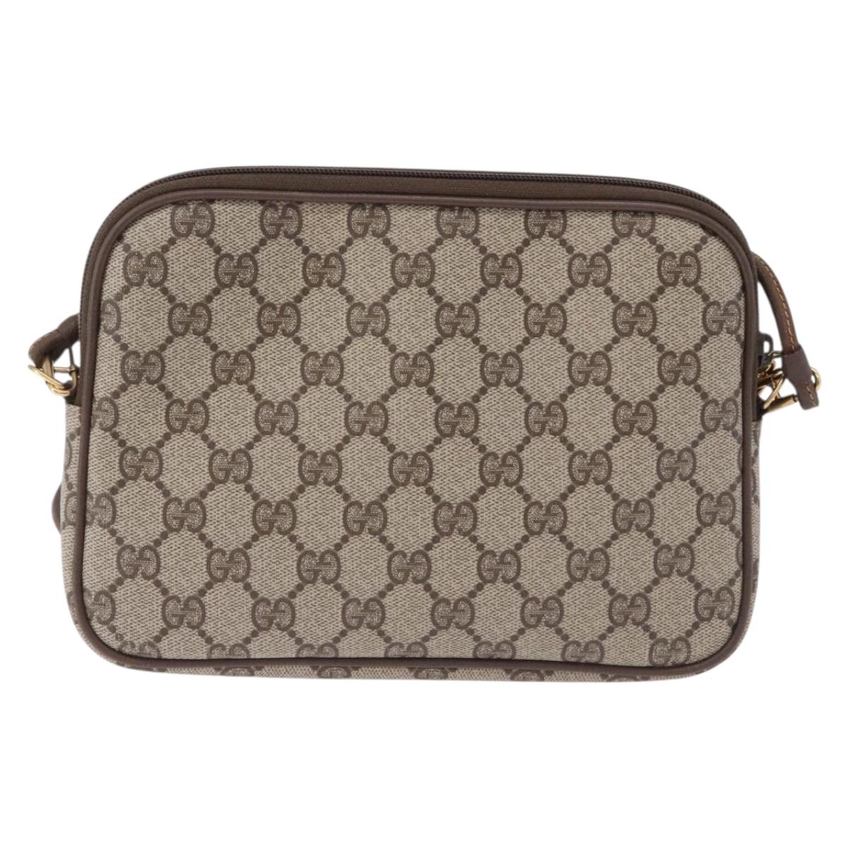 GUCCI GG Supreme Shoulder Bag PVC Beige Gold 56 02 068 Auth kk705