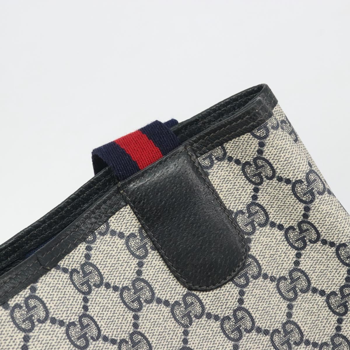 GUCCI GG Supreme Sherry Line Tote Bag PVC Navy Gold 39 02 003 Auth kk706