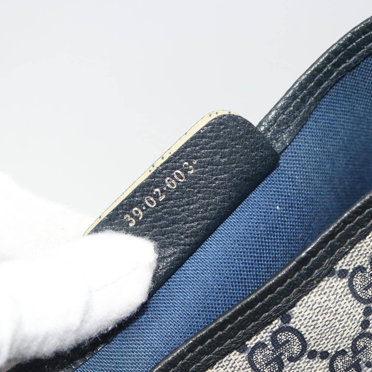GUCCI GG Supreme Sherry Line Tote Bag PVC Navy Gold 39 02 003 Auth kk706