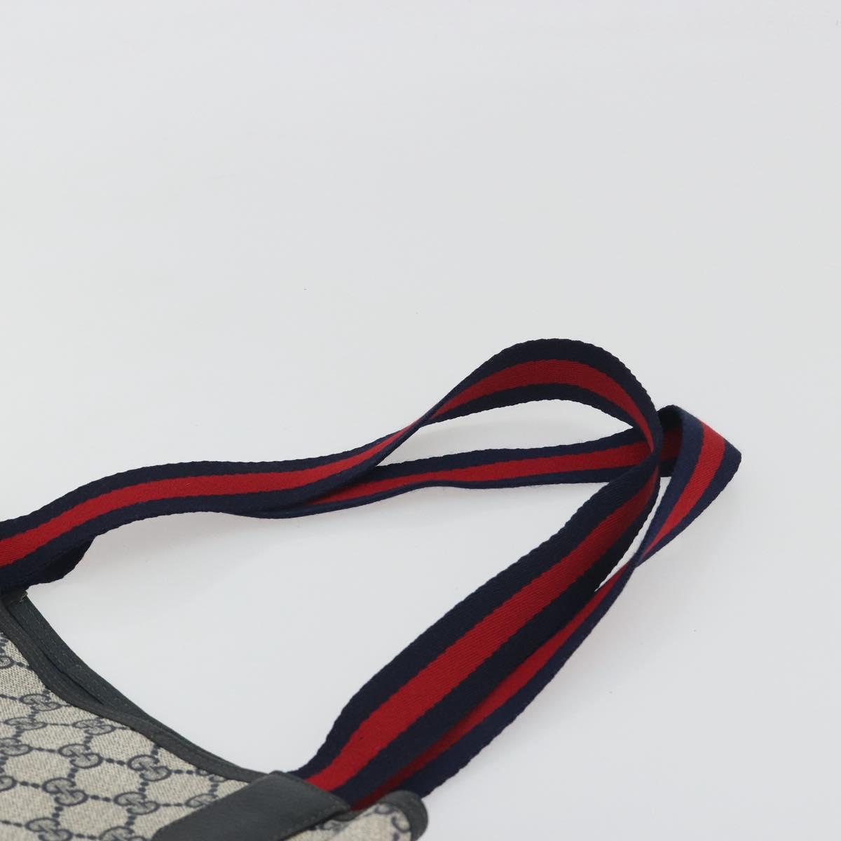 GUCCI GG Supreme Sherry Line Tote Bag PVC Navy Gold 39 02 003 Auth kk706