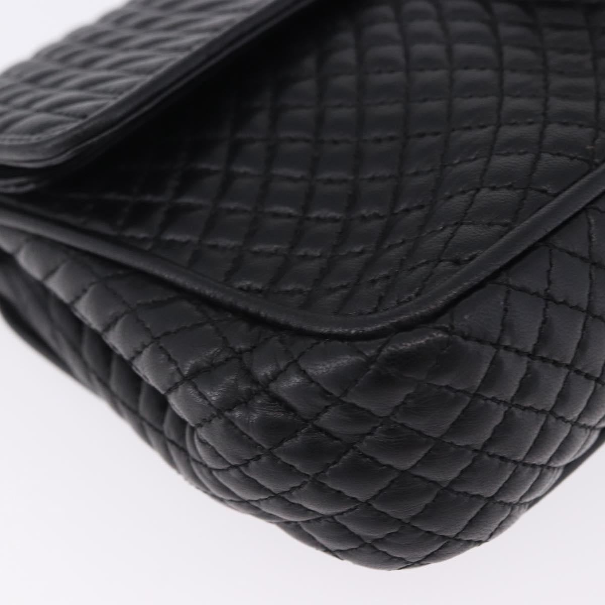 BALLY Chain Shoulder Bag Leather Black Gold Auth kk709A