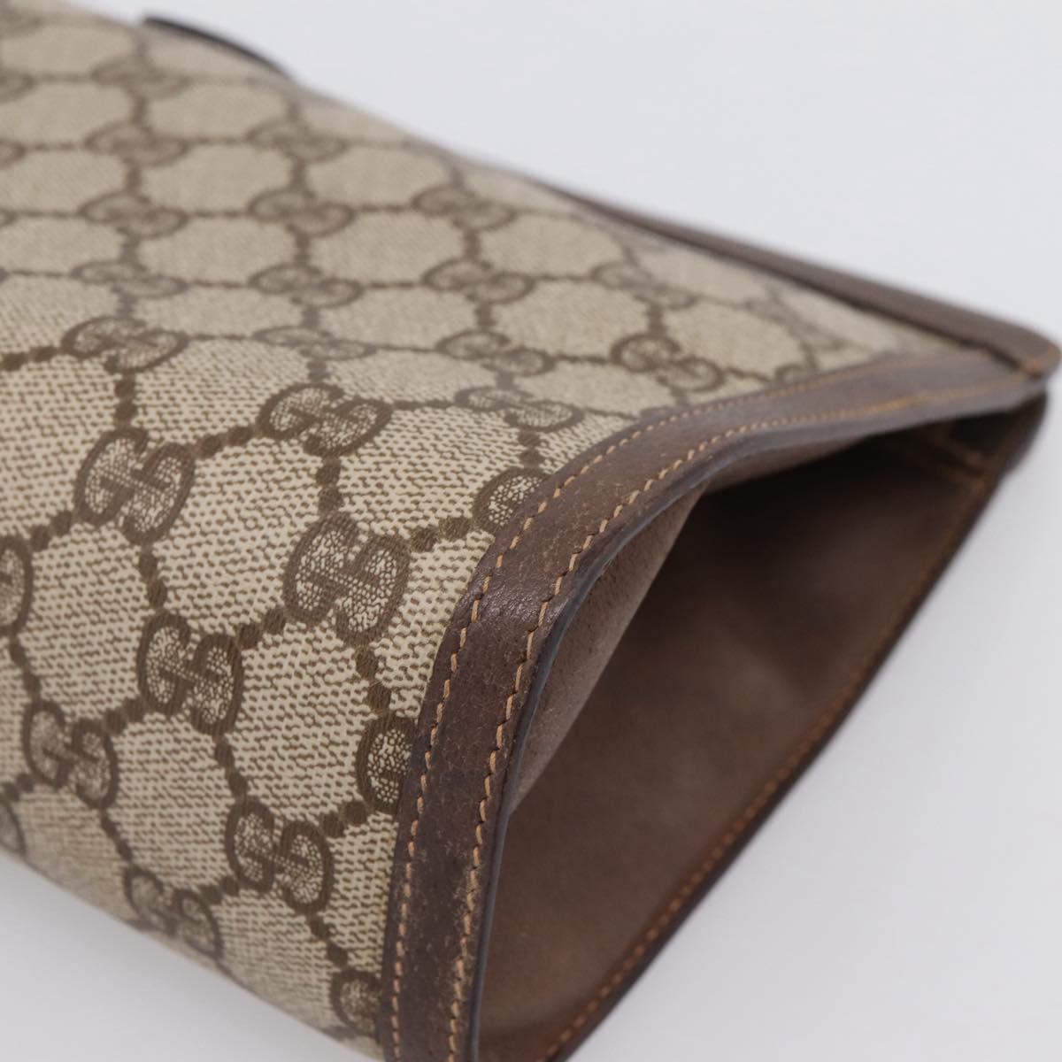GUCCI GG Supreme Web Sherry Line Clutch Bag PVC Beige Gold 156 01 033 Auth kk710