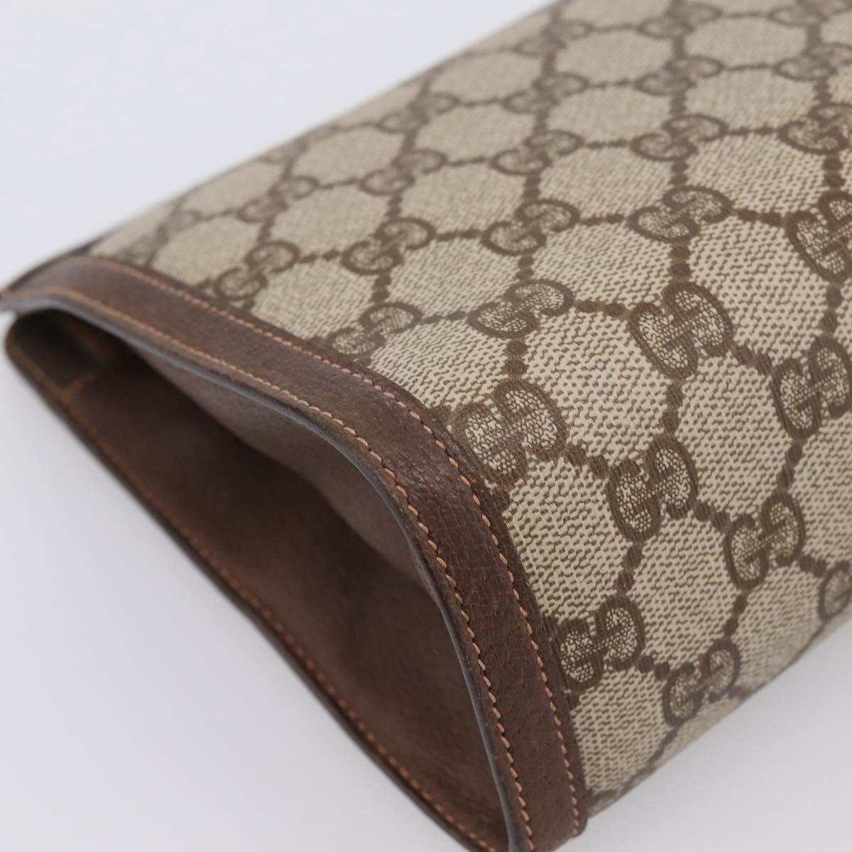 GUCCI GG Supreme Web Sherry Line Clutch Bag PVC Beige Gold 156 01 033 Auth kk710