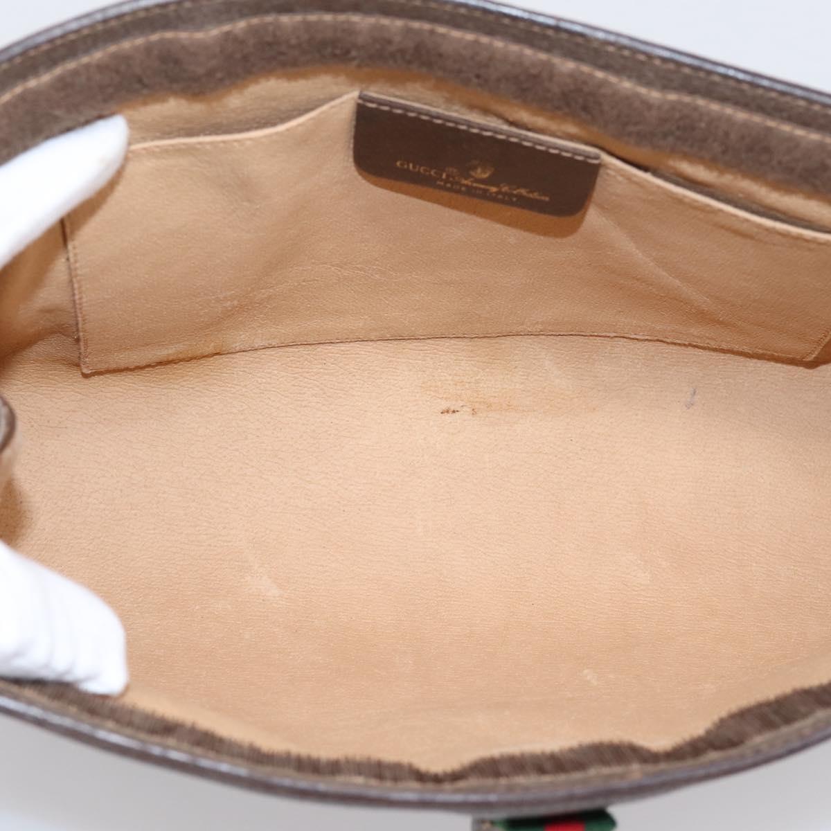 GUCCI GG Supreme Web Sherry Line Clutch Bag PVC Beige Gold 156 01 033 Auth kk710