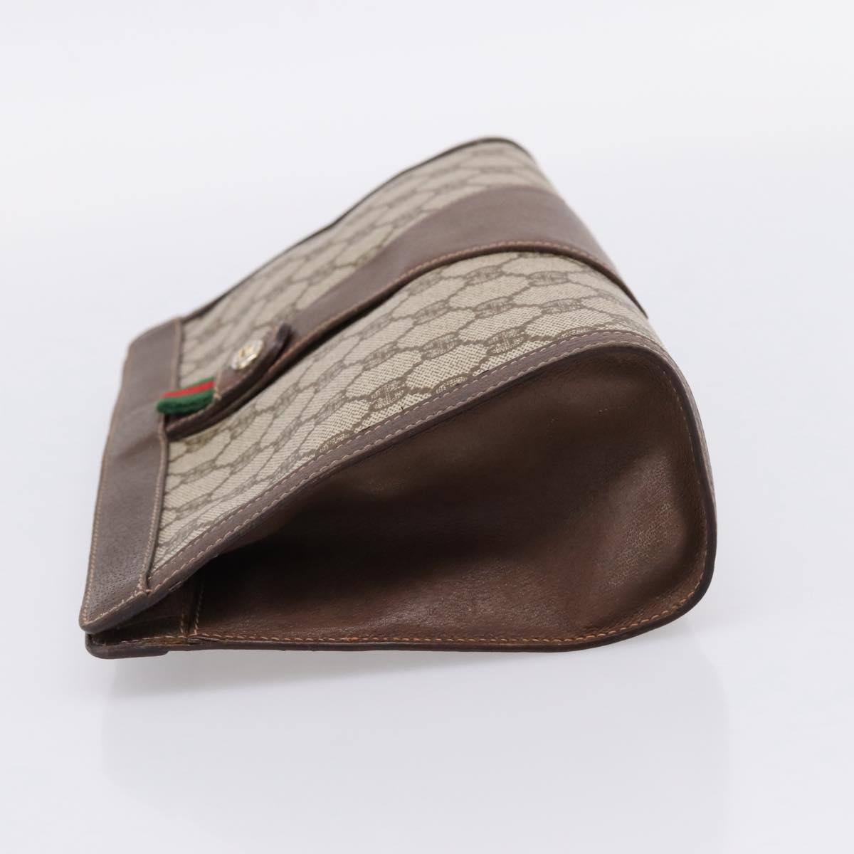 GUCCI GG Supreme Web Sherry Line Clutch Bag PVC Beige Gold 156 01 033 Auth kk710