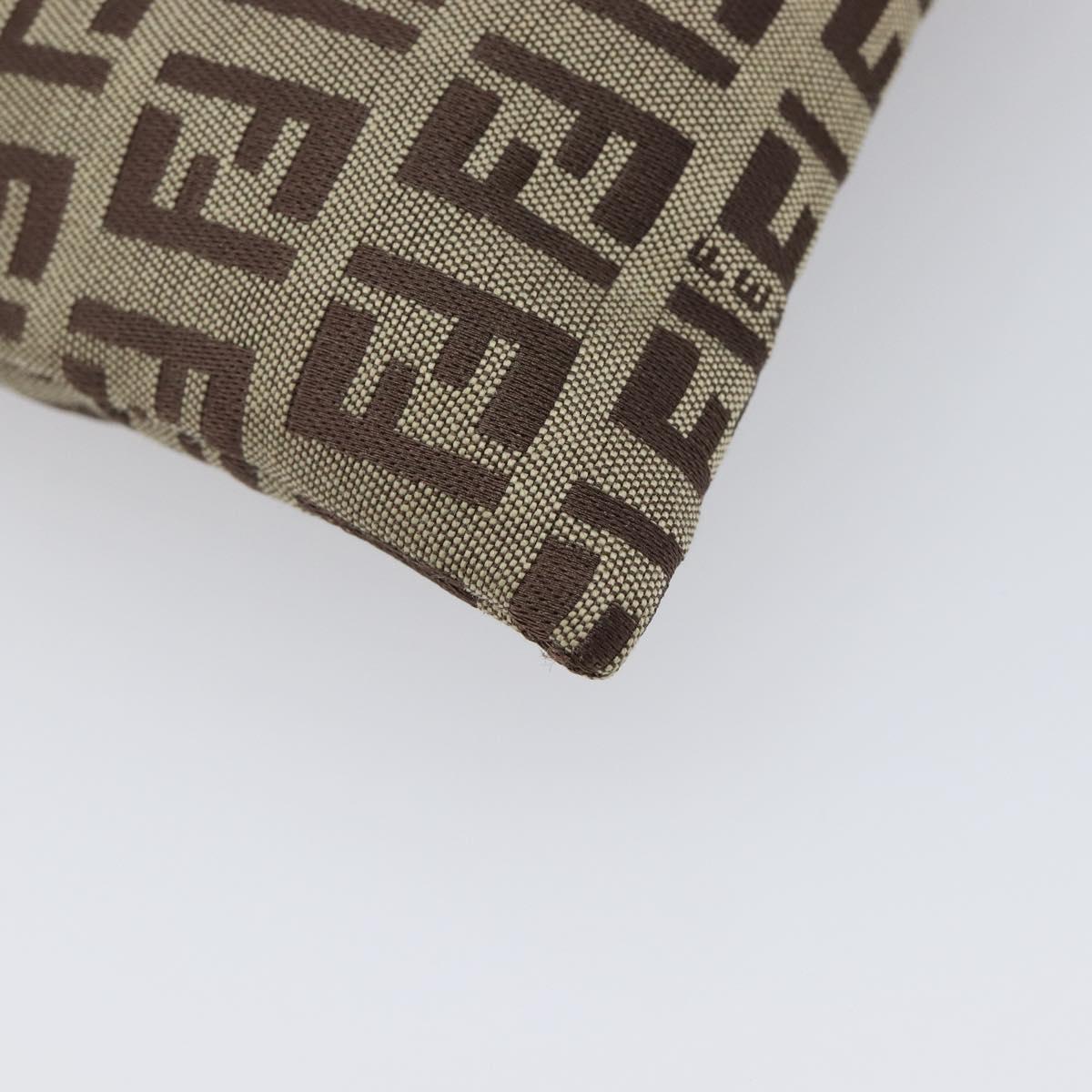 FENDI Zucchino Canvas Pouch Beige Auth kk712A