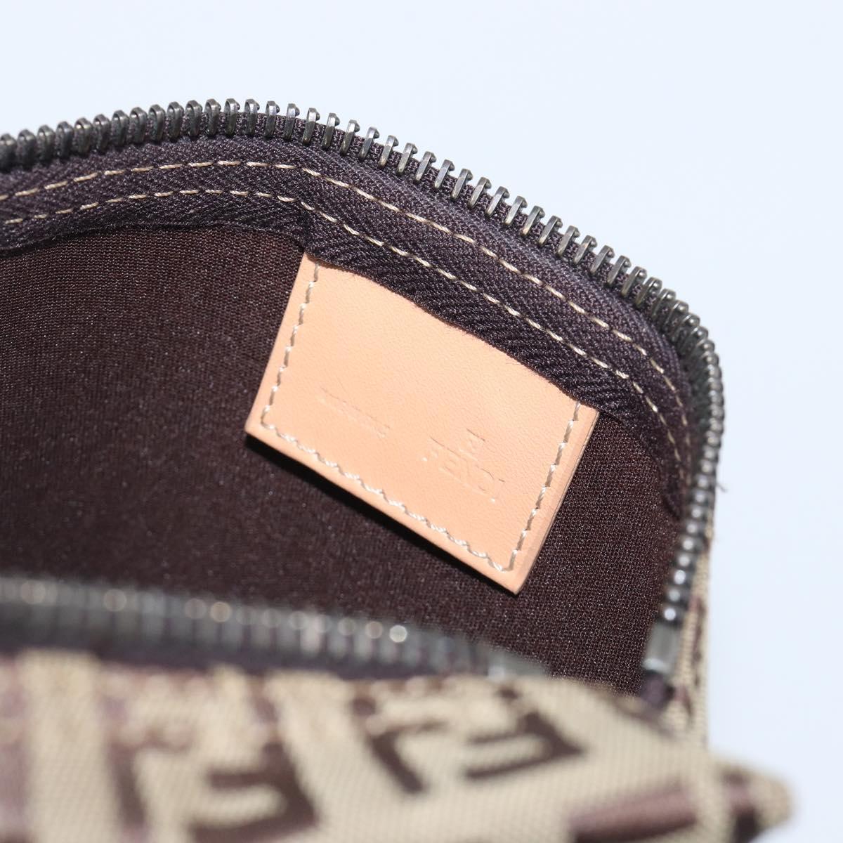 FENDI Zucchino Canvas Pouch Beige Auth kk712A