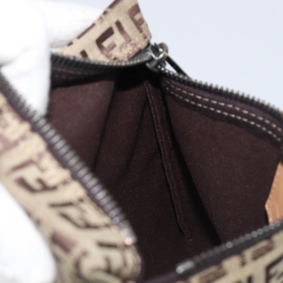 FENDI Zucchino Canvas Pouch Beige Auth kk712A