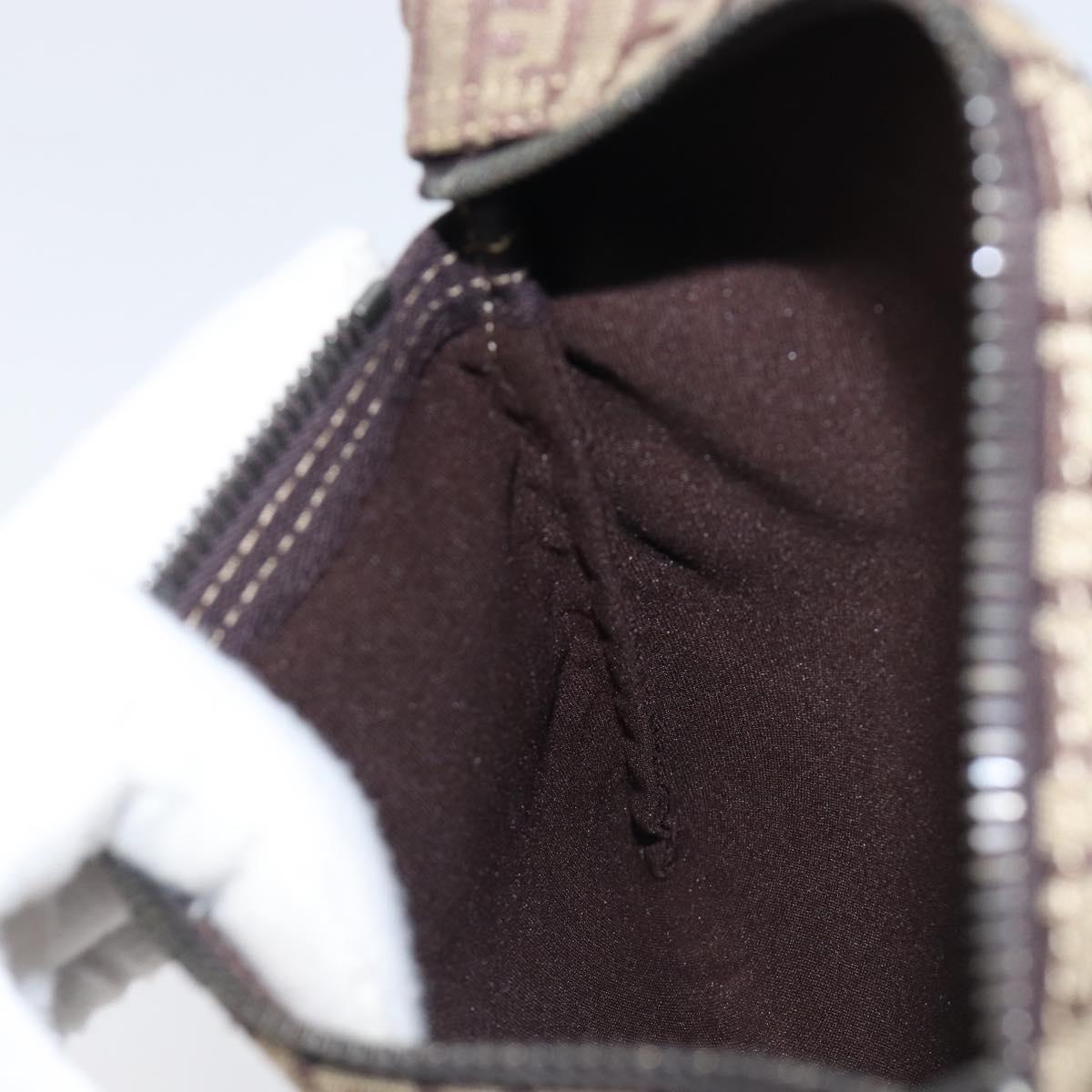 FENDI Zucchino Canvas Pouch Beige Auth kk712A