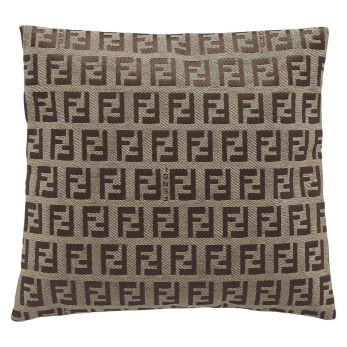 FENDI Zucchino Canvas Pouch Beige Auth kk712A
