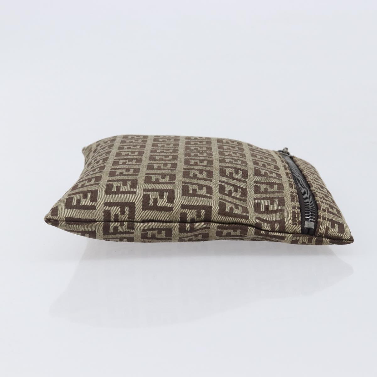 FENDI Zucchino Canvas Pouch Beige Auth kk712A