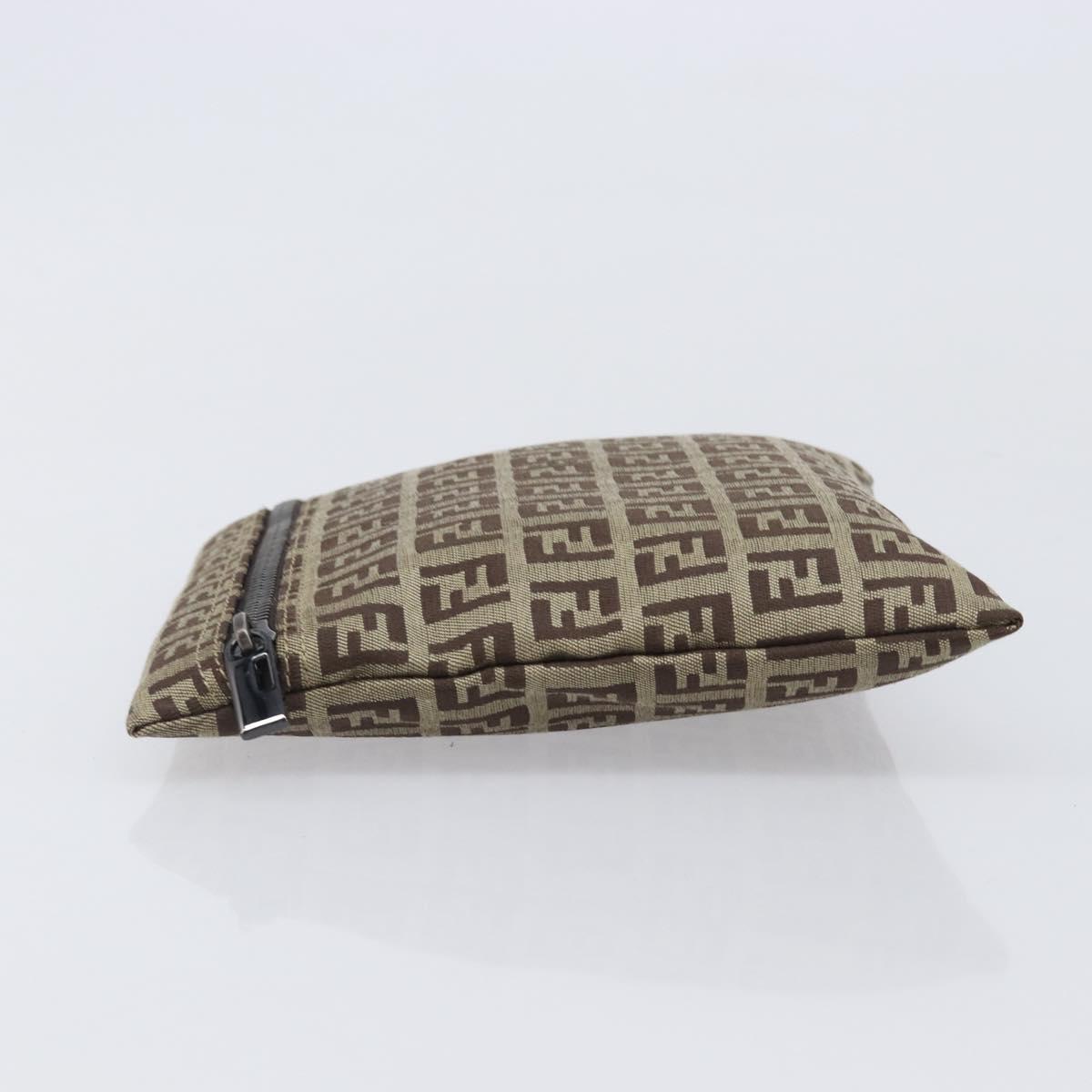 FENDI Zucchino Canvas Pouch Beige Auth kk712A