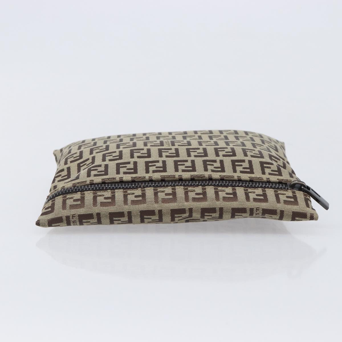 FENDI Zucchino Canvas Pouch Beige Auth kk712A