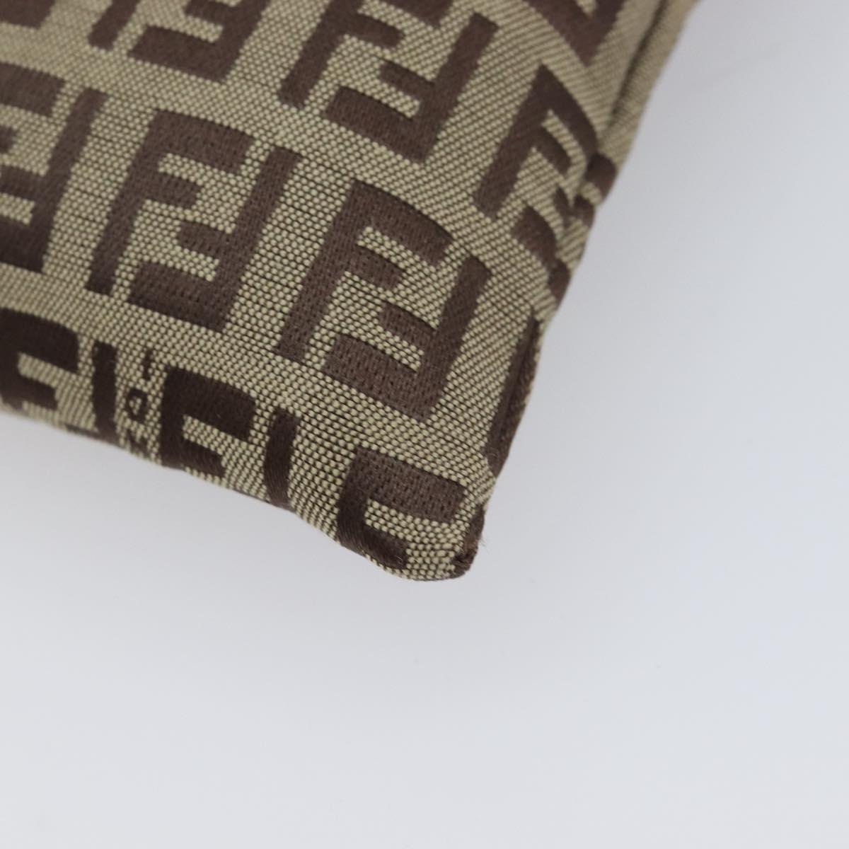 FENDI Zucchino Canvas Pouch Beige Auth kk712A