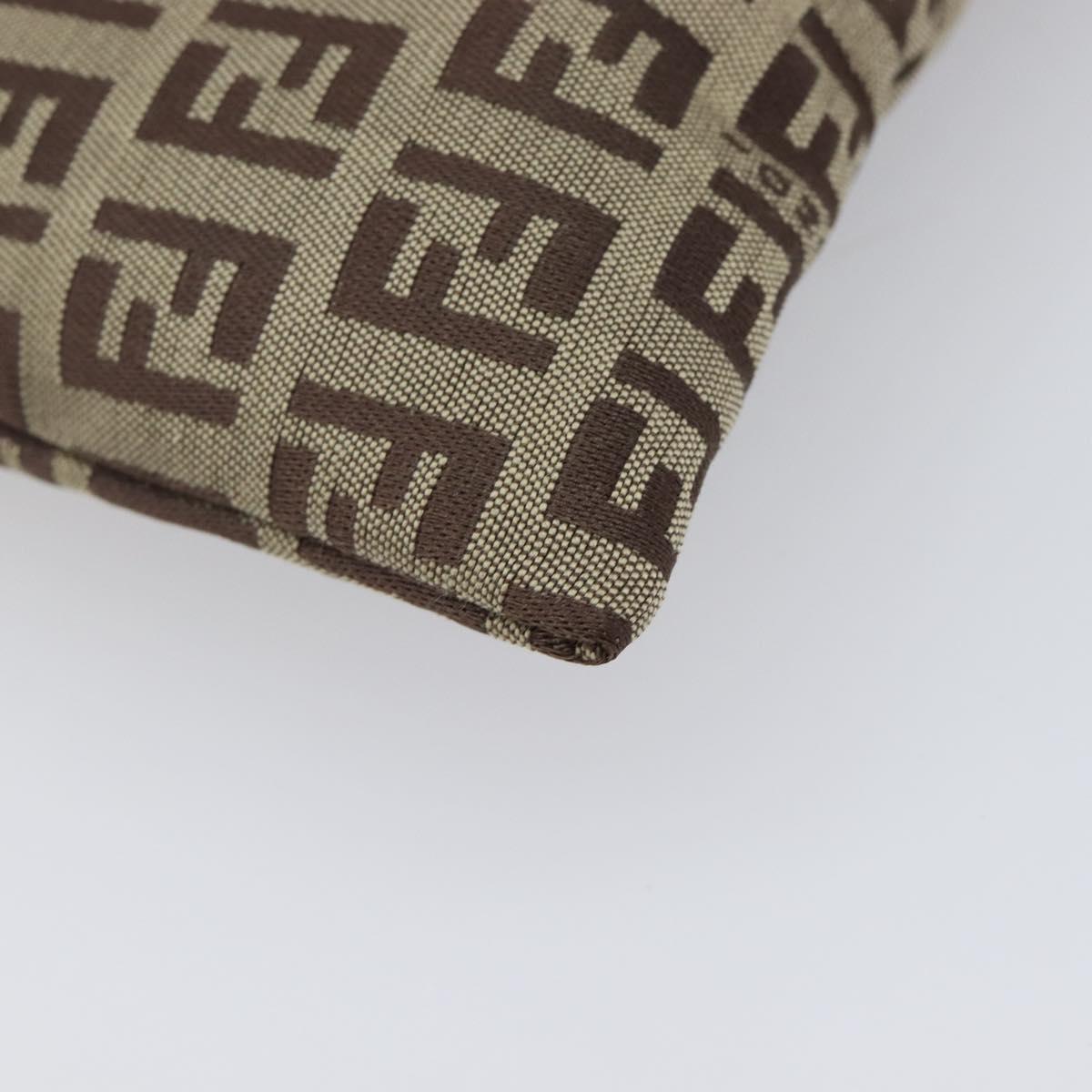 FENDI Zucchino Canvas Pouch Beige Auth kk712A