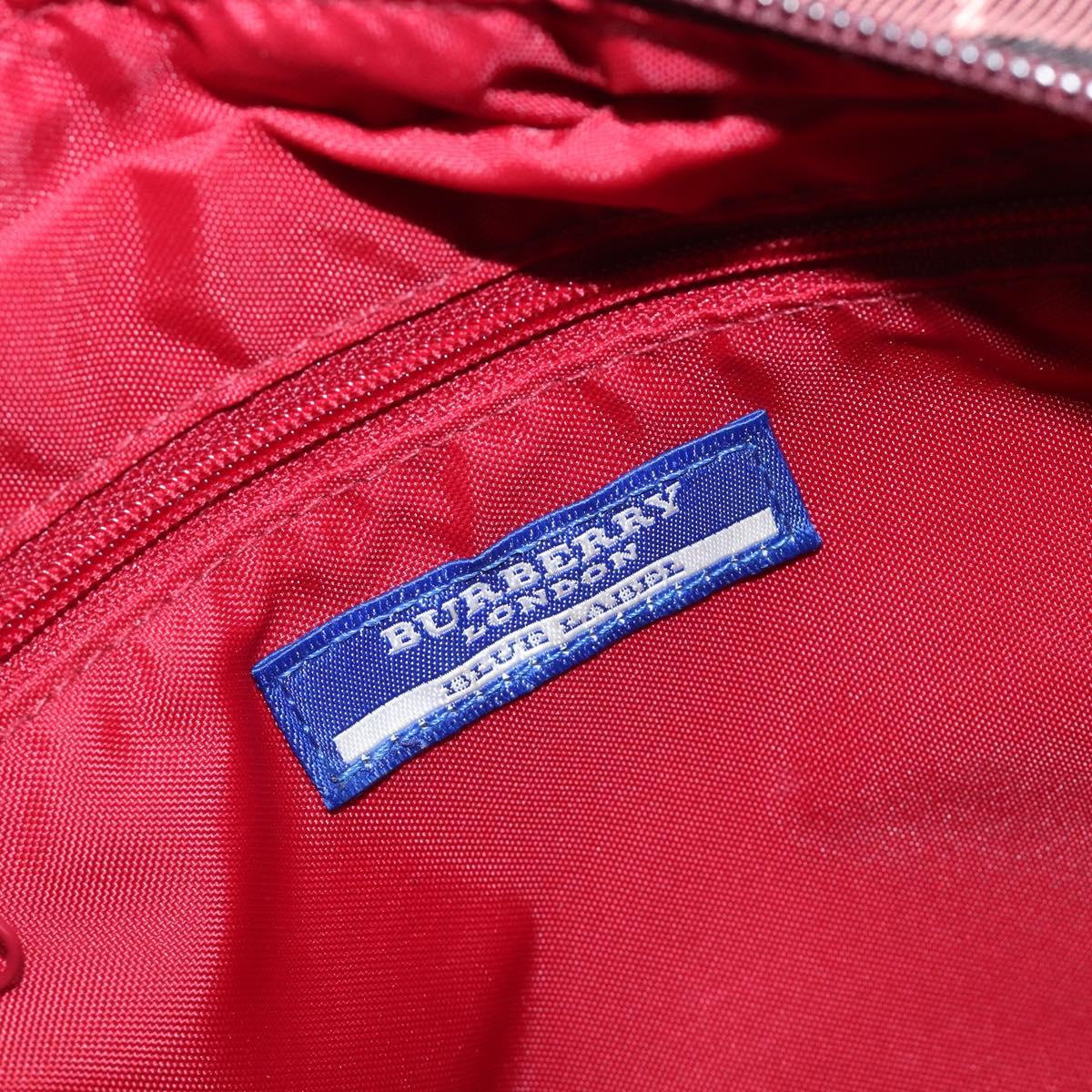BURBERRY Nova Check Hand Bag Canvas Red Silver Auth kk713