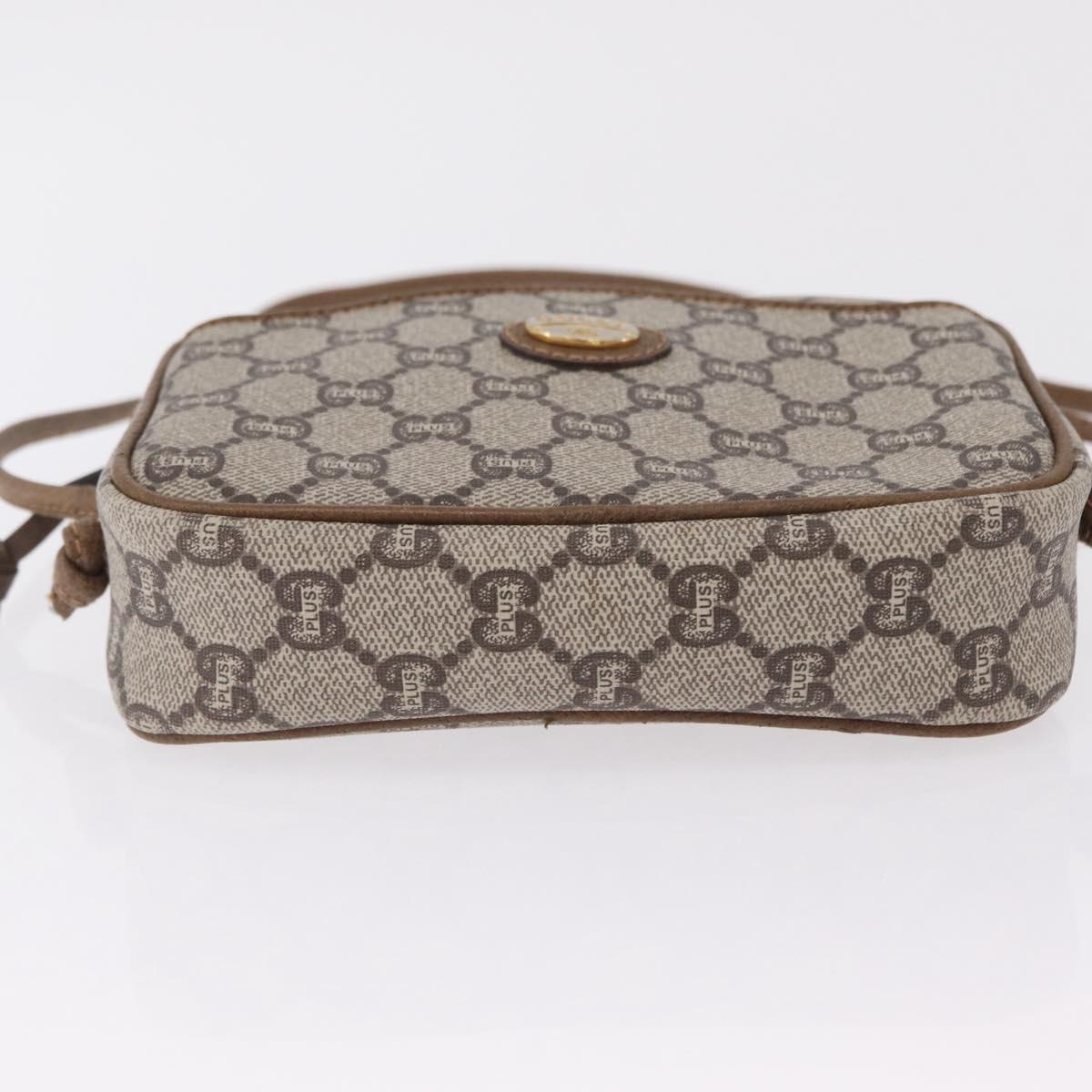 GUCCI GUCCI Plus Shoulder Bag PVC Leather Beige Gold Tone Auth kk714