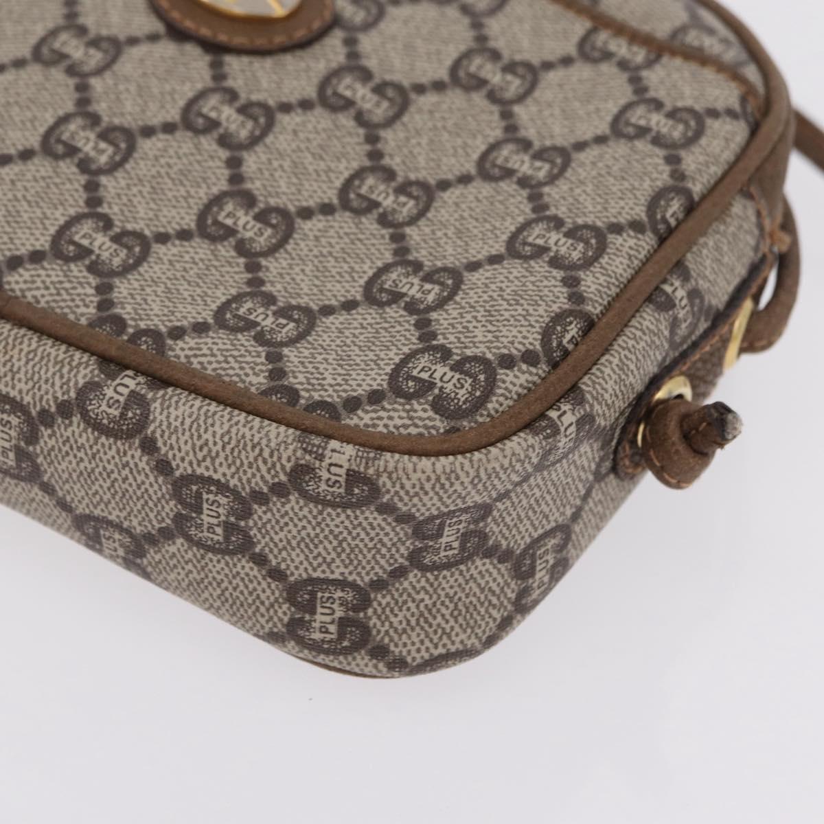 GUCCI GUCCI Plus Shoulder Bag PVC Leather Beige Gold Tone Auth kk714