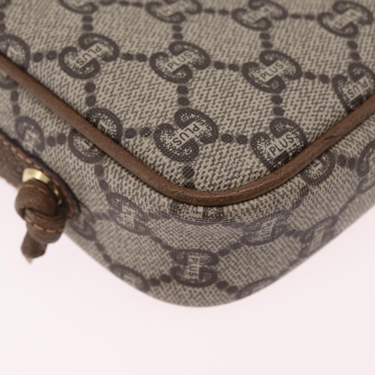 GUCCI GUCCI Plus Shoulder Bag PVC Leather Beige Gold Tone Auth kk714