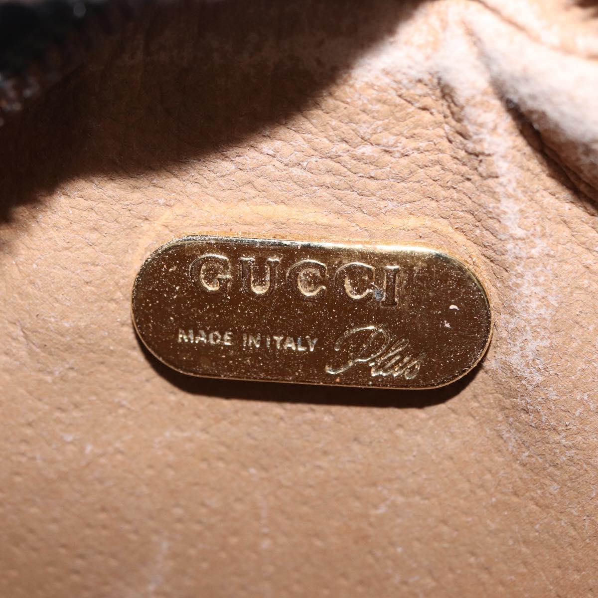 GUCCI GUCCI Plus Shoulder Bag PVC Leather Beige Gold Tone Auth kk714