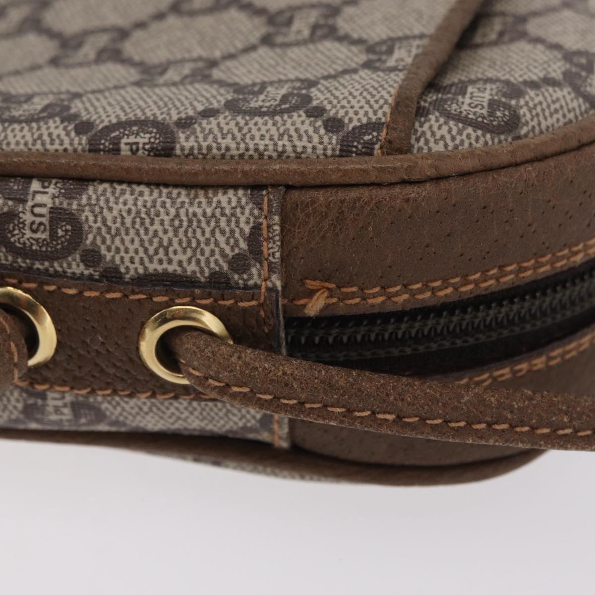 GUCCI GUCCI Plus Shoulder Bag PVC Leather Beige Gold Tone Auth kk714