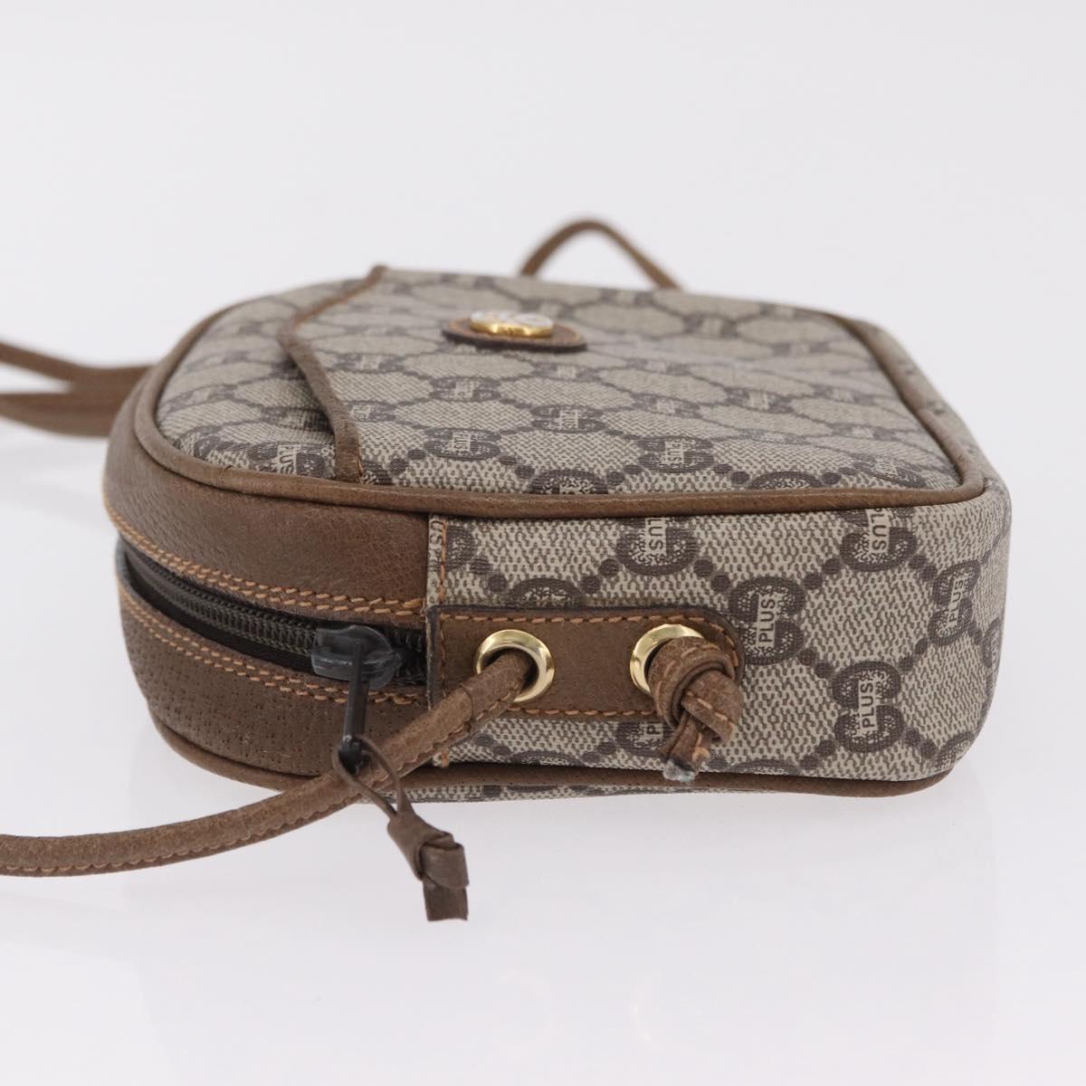 GUCCI GUCCI Plus Shoulder Bag PVC Leather Beige Gold Tone Auth kk714