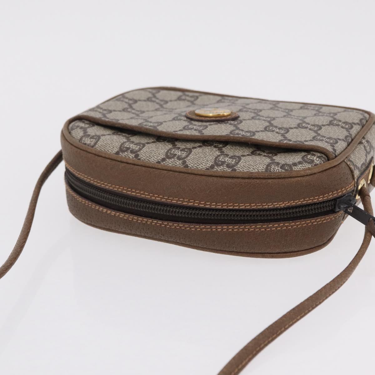 GUCCI GUCCI Plus Shoulder Bag PVC Leather Beige Gold Tone Auth kk714