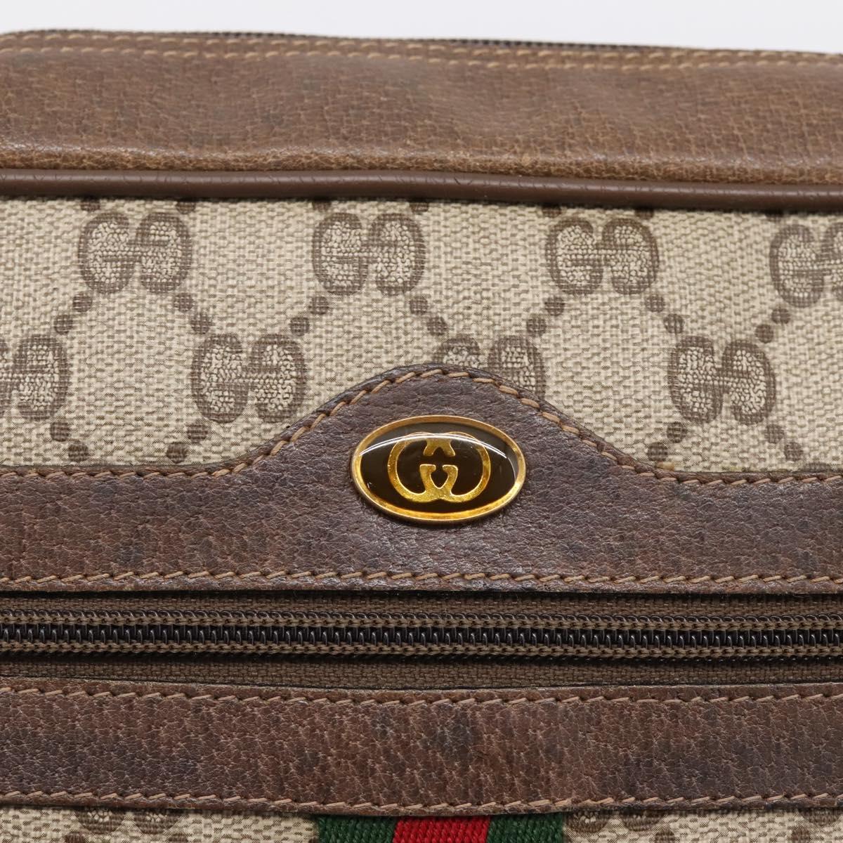 GUCCI GG Supreme Web Sherry Line Shoulder Bag PVC Beige 56 02 005 Auth kk715