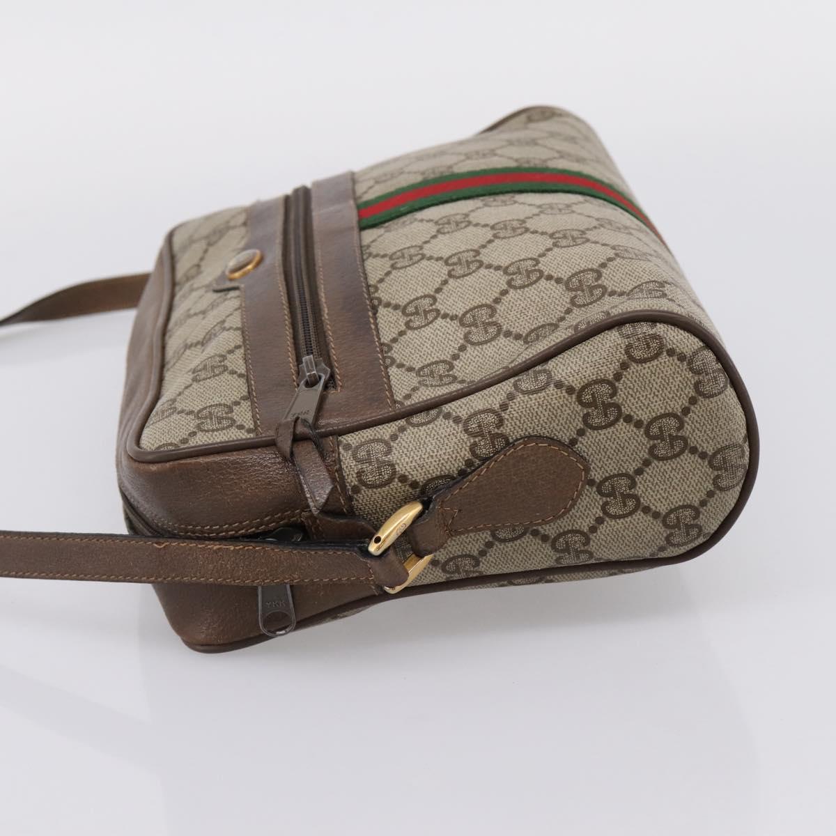 GUCCI GG Supreme Web Sherry Line Shoulder Bag PVC Beige 56 02 005 Auth kk715