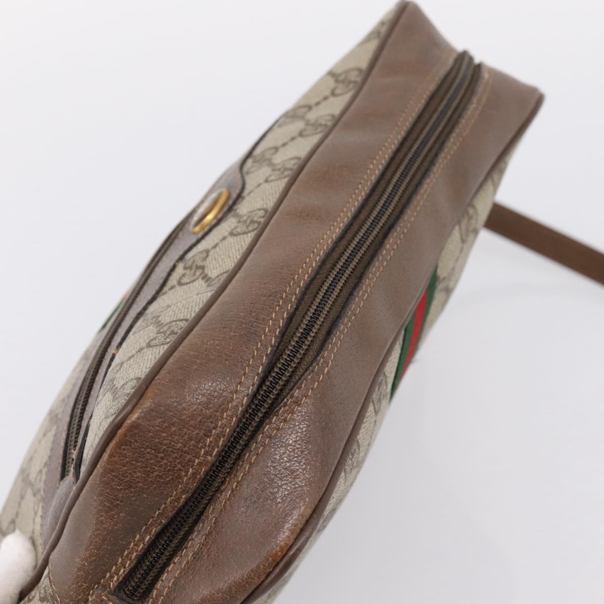 GUCCI GG Supreme Web Sherry Line Shoulder Bag PVC Beige 56 02 005 Auth kk715
