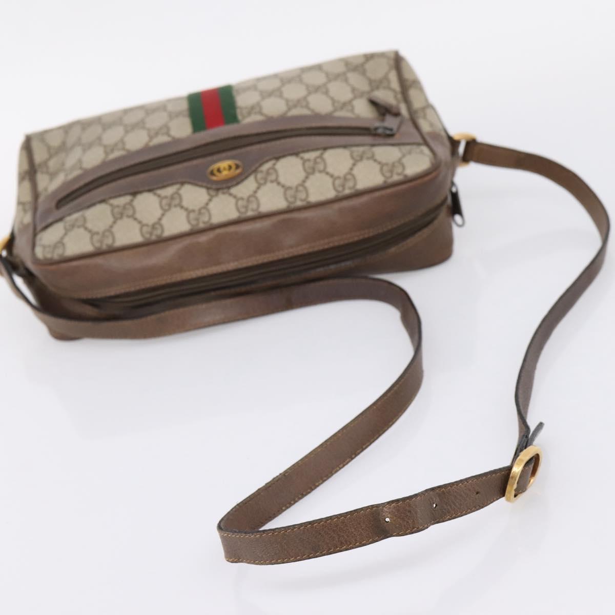 GUCCI GG Supreme Web Sherry Line Shoulder Bag PVC Beige 56 02 005 Auth kk715