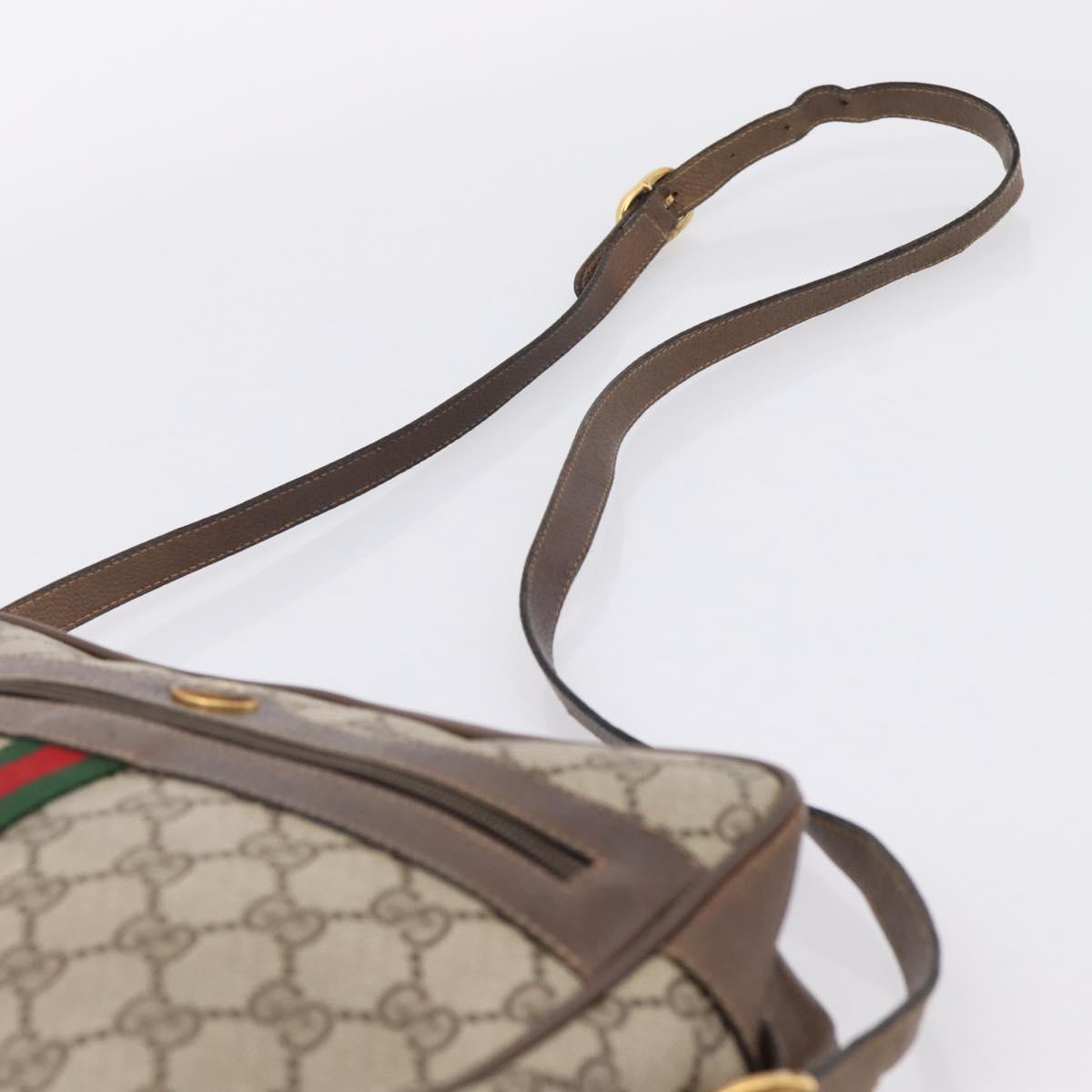 GUCCI GG Supreme Web Sherry Line Shoulder Bag PVC Beige 56 02 005 Auth kk715